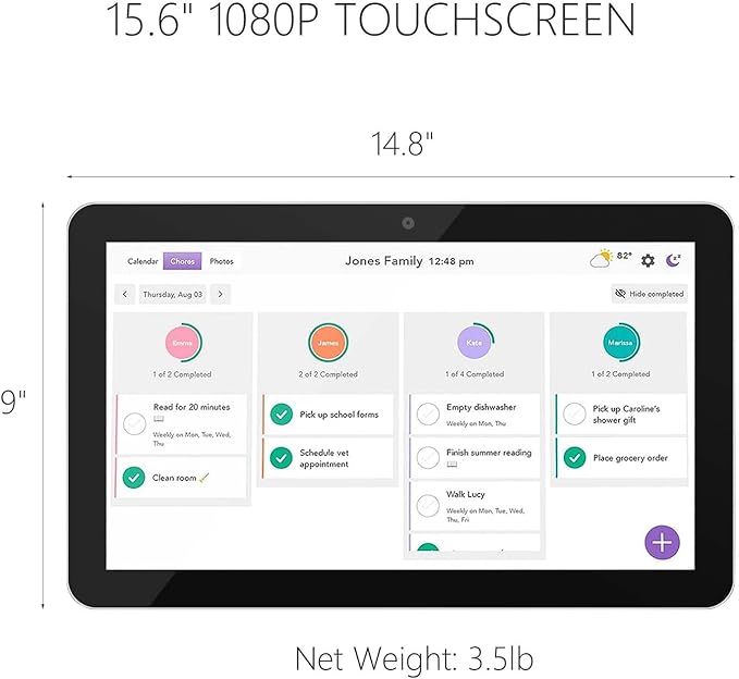 15.6 to 27 inch Touchscreen Digital Calendar & Wall Planners, Smart Whiteboard Calendar for Chore Chart & Work Schedule, Built in Speakers and Camera, Include Wall Mount & Desk Stand (15.6-inch)