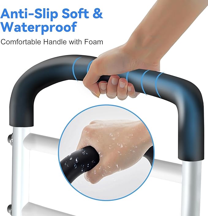 KingPavonini Bed Rails for Elderly Adults Safety - Adjustable Bed Cane with Non-Slip Ergonomic Handle and Storage Pocket, Bed Railings for Seniors Hold up to 350 Lbs, Tool-Free Installation