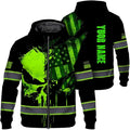 Maddly Hi Vis Reflective Zip Up Hoodie, High Visibility Safety Jacket with Skull Design for runner, worker, trucker, cyclist