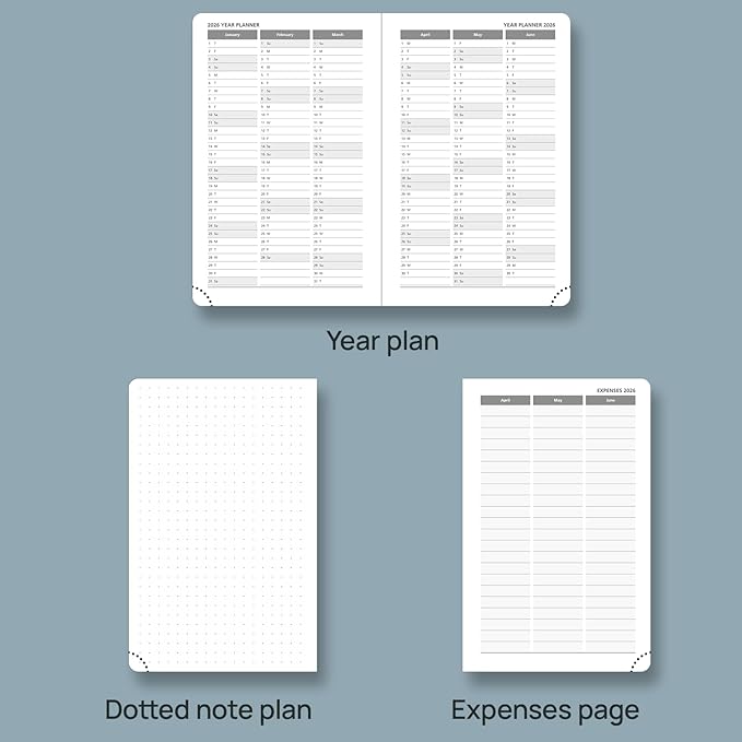 POPRUN 2026 Planner (Pocket Size 4''x 6.25'' Hardcover) - Small Calendar for Purse with Hourly Schedule & Vertical Weekly Layout, Monthly Calendars, 100 GSM - Light Pink