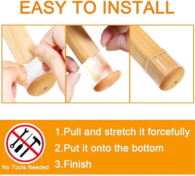 32 Pcs Chair Leg Floor Protectors for Hardwood Floors Silicone Covers to Protect Wood Tile Floors Scratches Felt Pads Furniture Leg Caps No Noise (Fit:0.5"-0.89")