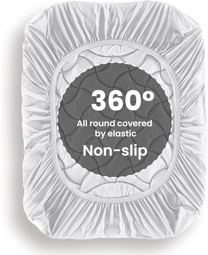 SLEEP ZONE Cooling Twin Mattress Topper for Single Bed, Premium Zoned Quilted Mattress Pad, Fitted Mattress Protector Cover, Machine Wash Durable, Deep Pocket 8-21 inch, Silver Grey, Twin