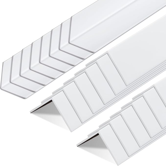 Sasylvia 20 Pcs Wall Corner Protector Guards, Vinyl 1-1/8 x 48 Inches Corner Trim Molding, Avoid Scratching Scuffs, Ease Install and Cleaning for Door Countertop Furniture Cabinet Protection, White