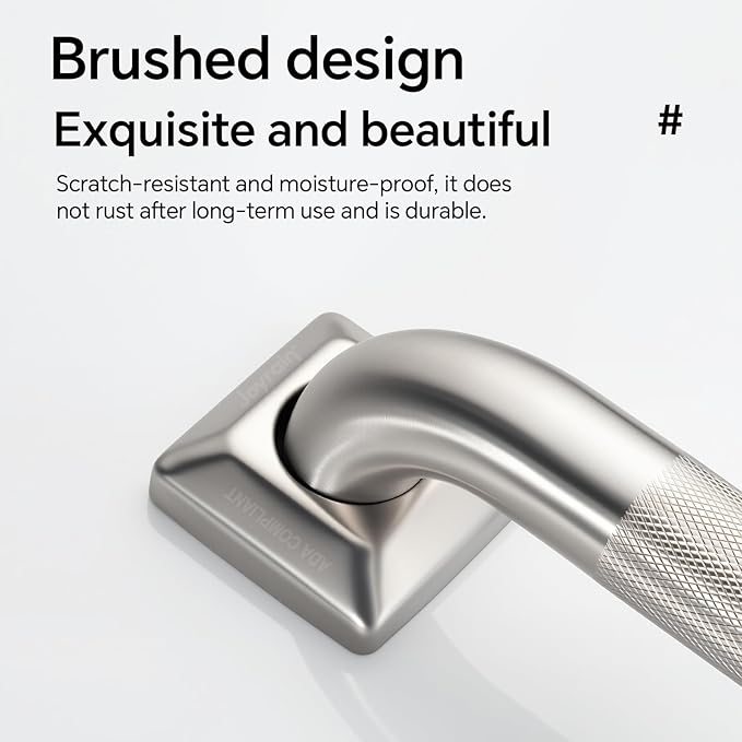 joyrain 500lb Capacity Stainless Steel Grab Bar - Heavy Duty Bathroom Safety Rail for Elderly, Anti-Slip Shower Handle, ADA Compliant (Knurling, 24 inch)