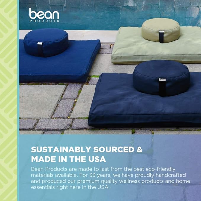 Bean Products Meditation Cushion - Zabuton Meditation Pillows for Sitting on Floor, Yoga Cushion, Cotton Yoga Pillow, Zen Kneeling Prayer Pad- Made in USA - Premium 32x26x3, RED