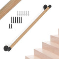 2FT Round Wooden Stair Handrail,Indoor Staircase Handrail,Wall Mount Support Stair Railings, Non-Slip Safety Corridor,Lofts,Patio,Guardrail,Home Wood Hand Railings for Elderly,Children,Disable People
