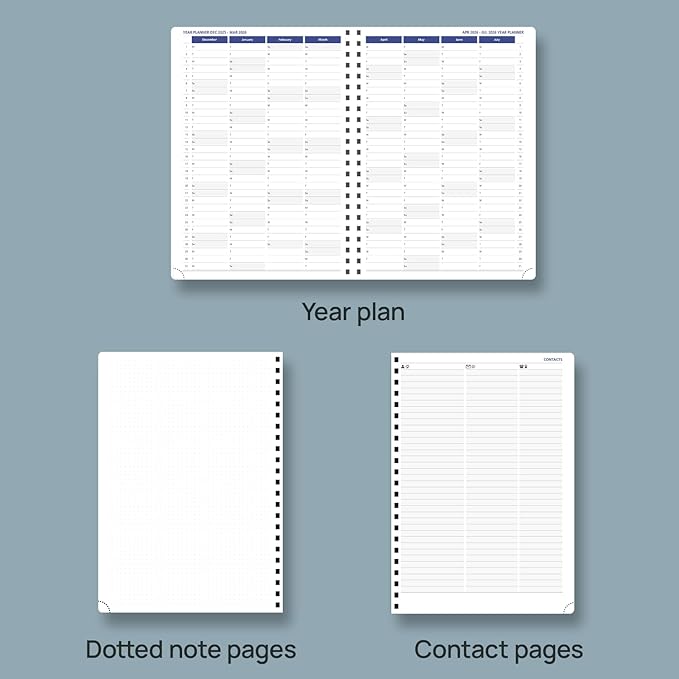 POPRUN 2026-2027 Monthly Planner A4 Size, 16 Months Calendar (Dec 2025-Mar 2027), 2 Pages per Month with Dotted & Lined Note, Monthly Tabs, Spiral Softcover, 2 Inner Pockets - Pink