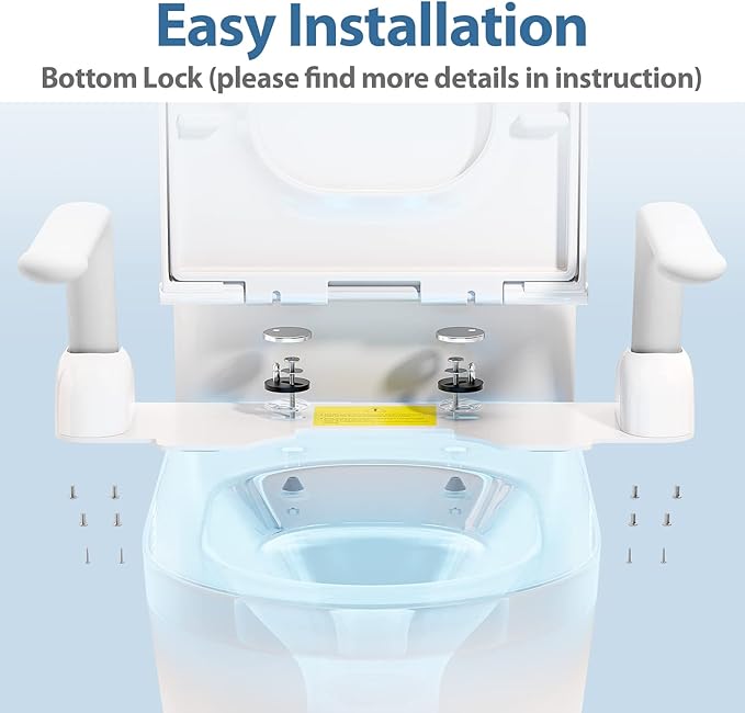 Toilet Safety Rails for Seniors, 480LBS Aluminum Armrest Hand Rail with Foldable Handles, Heavy Duty Toilet Seat Rails for Elderly, Handicap, Pregnant