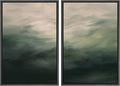 MUDECOR Framed Canvas Print Wall Art Dark Green Abstract Misty Landscape Moody Illustrations Modern Art Decorative Chic for Living Room, Bedroom, Office - 24"x36"x2 Black