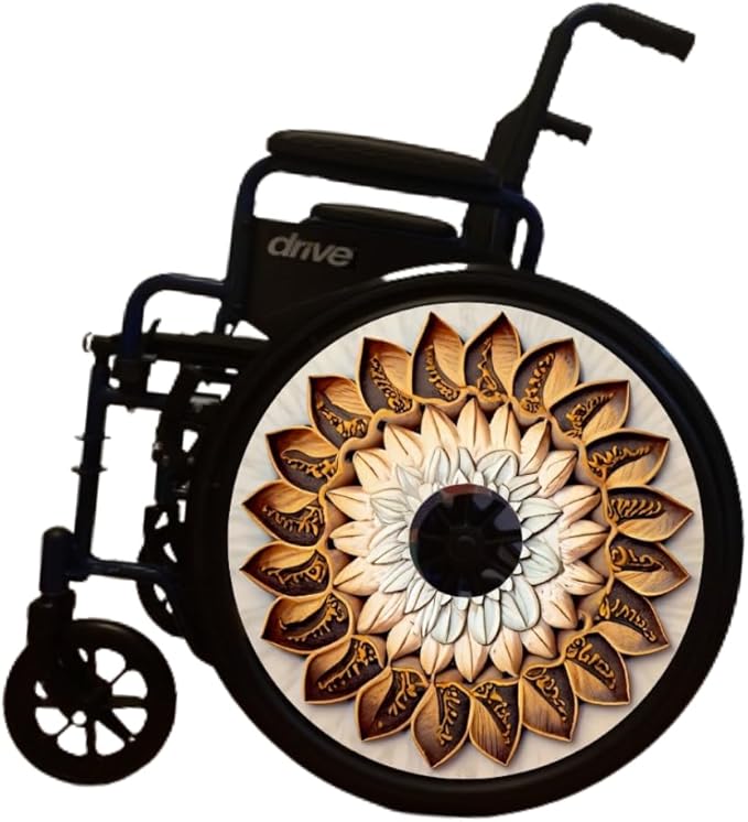 Designer Cover for Wheelchair Wheels, Waterproof, Enhances Aesthetics, Easy Install/Remove, Lightweight, (Woodland Blossom)