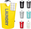 Caroeas 95L Pro Large Laundry Basket (13 Colors), Waterproof Laundry Hamper, Laundry Bag with Padded Handles, Clothes Hamper Stands Up Well, Collapsible Laundry Basket Easy Storage(Yellow)