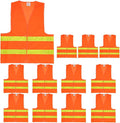 zojo Normal Visibility Safety Vests,12 Pack,Adjustable Size,Thin & Lightweight Mesh Fabric, Wholesale Safety Vest for Outdoor Works, Fits for Men Neon Orange Updated