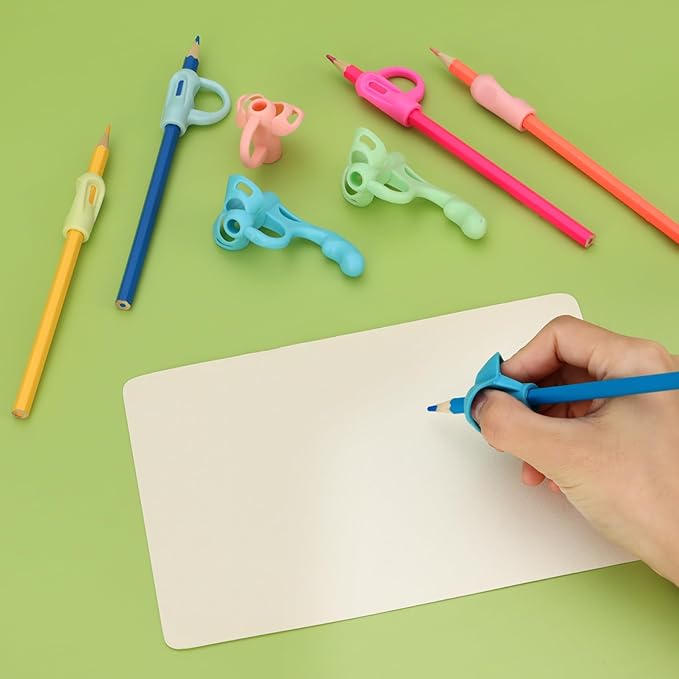4-Stage Pencil Grips for Kids Writing Posture Correction, 8 Pack Pencil Holder for Toddlers Writing Aid Tools, Pencil Grippers for Preschoolers Needs in Classroom, Assorted Colors