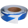 Blue and White Reflective Tape Outdoor Waterproof 1 inch X 66 feet, High Visibility Hazard Conspicuity Safety Industrial Marking Tape
