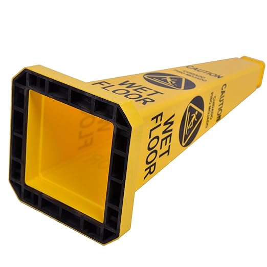 OrangeStar 6-Pack 28" Wet Floor Caution Cones, Yellow 4-Sided Bilingual Warning Message Safety Traffic Cones with Heavy Rubber Base for Indoor/Outdoor Use