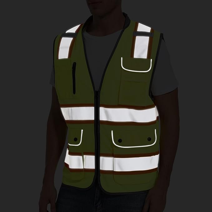 Reflective Safety Vest for Men and Women - High Visibility Construction Vest - Dual Tone Reflective Strips