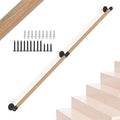 6FT Round Wooden Stair Handrail,Indoor Staircase Handrail,Wall Mount Support Stair Railings, Non-Slip Safety Corridor,Lofts,Patio,Guardrail,Home Wood Hand Railings for Elderly,Children,Disable People
