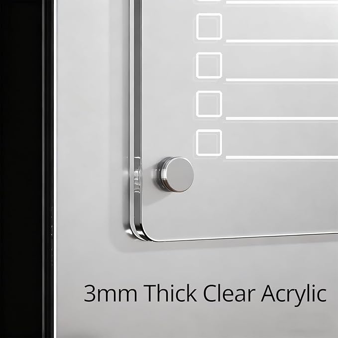 Magnetic Dry Erase to Do List Board for Fridge, 12 X 8 inch Acrylic Shopping List Whiteboard with 3 Markers