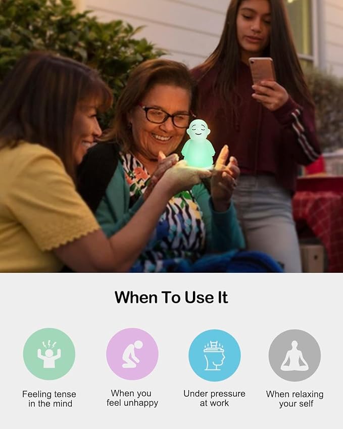 Set of 2 Stress Relief Night Light for Mindfulness - Guided Visual Meditation Tool for Women Men- Relaxing Self Care for Adults Kids