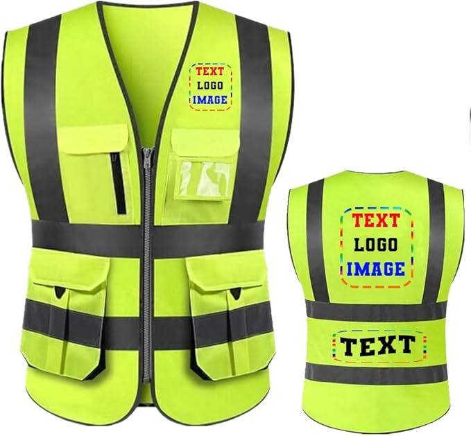 Custom Logo High Visibility Vest Customized Reflective Safety Vest With Pocket and Zipper