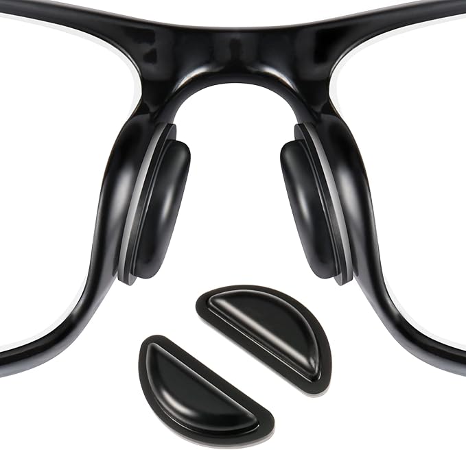 Eyeglass Nose Pads, Comfort Soft Silicone Glasses Nose Pad, with Sticky Backing, Anti-Slip Heighten Air Chamber Glasses Grips for Eyeglasses and Sunglasses (10 Pairs, Black)