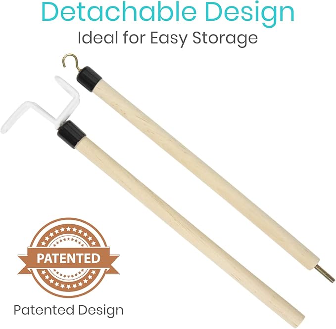 Vive Dressing Stick for Elderly (27”) - with Zipper Puller & Sock Remover Tool - Aid for Pants - Accessories for Daily Living, Assistant Device No Bending for Seniors - After Shoulder Surgery Helper