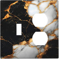 Decorative Outlet Covers Black Gold Marble 2 Gang Duplex Light Switch Cover Plate Gfci Wall Plate Plug Switch Plate Covers for Country Bathroom Bedroom Decor
