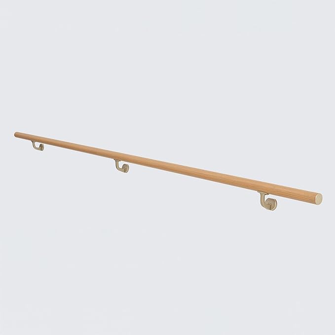 4 FT Handrails for Indoor Stairs,Deck,Slope,Modern Aluminum Handrail Set, Wall Mounted, with Zink-Alloy Brackets Aluminium Railing System,Rust Free. (Cherry Wood Grain, 4 FT)