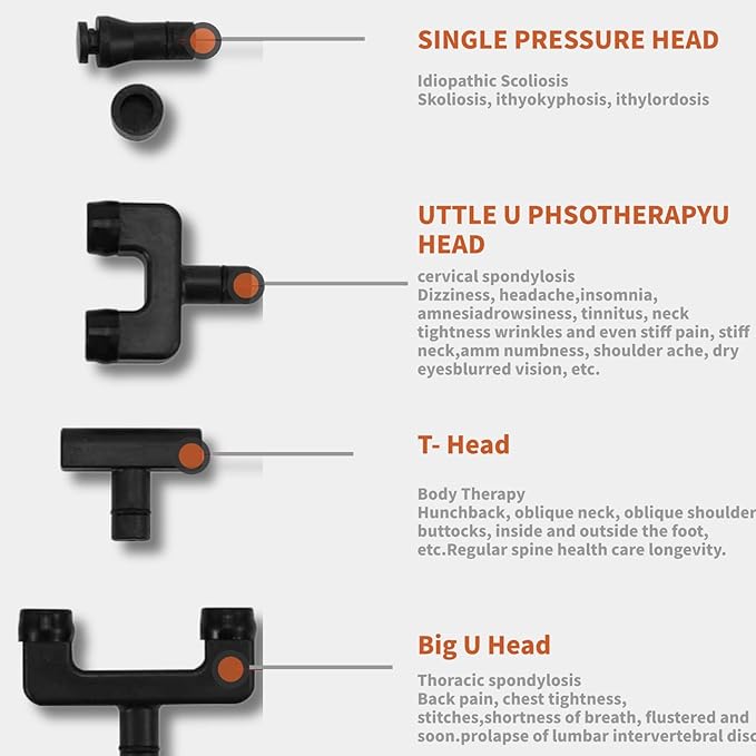 Chiropractic Adjusting Tool, 6 Levels 50-300N Adjustments Manual Activator Chiropractic Tool, Professional Massage Equipment, Impulse Spine Massager for Relief Neck Back Pain (Four Head)