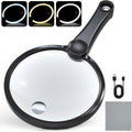 IMICHI Large 5.12" Handheld Magnifying Glass 10X/20X Lens with Eye-Care Anti-Flicker LEDs – 3 Adjustable Light Modes, Rechargeable – Perfect for Seniors, Low Vision, Reading, Crafts, Jewelry Repair