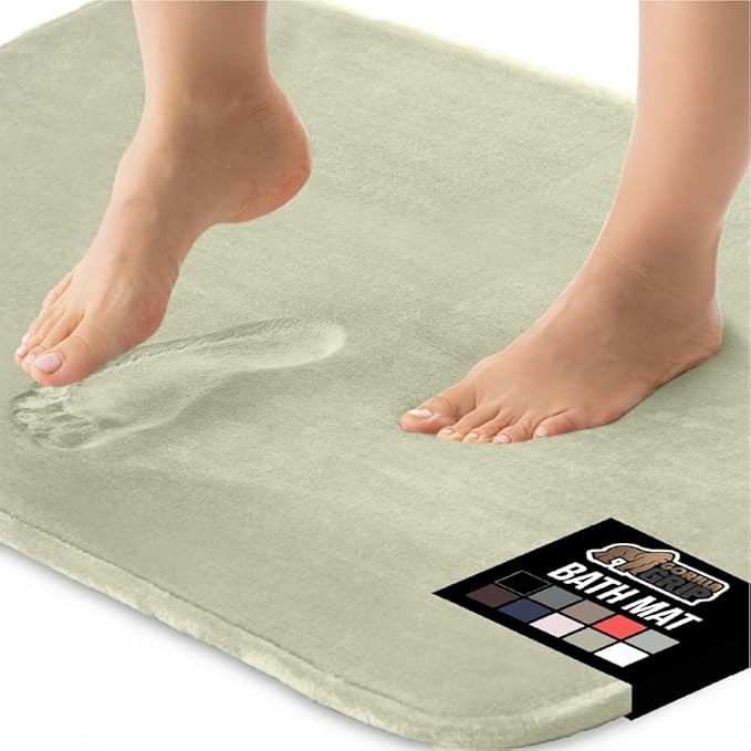 GORILLA GRIP Memory Foam Bath Mat, Soft Absorbent Velvet Bathroom Mats, Durable Dots on Underside, Machine Washable Bathmat, Carpet Rug Room Decor for Shower Tub Floor RV, 30x20 Rugs, Sage
