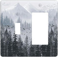 Misty Forest Nature Tree Mountain Birds Outlet Covers 1 Toggle 1 Rocker Combination Decorative Wall Plate Electrical Switch Plates Light Switch Cover Plate for Bed Room Living Room Decor