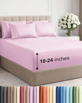 Extra Deep Full Sheet Set - 6 Piece Breathable & Cooling Sheets - Hotel Luxury Bed Sheets Set - Easy & Secure Fit - Soft, Wrinkle Free & Comfy Sheets Set - Light Pink Sheet Set with Extra Deep Pockets