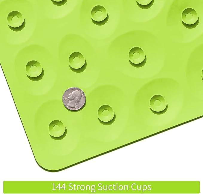 Non-Slip Bathtub Mat OTHWAY Soft Rubber Bathroom Bathmat with Strong Suction Cups (Green, 16x40 inch)