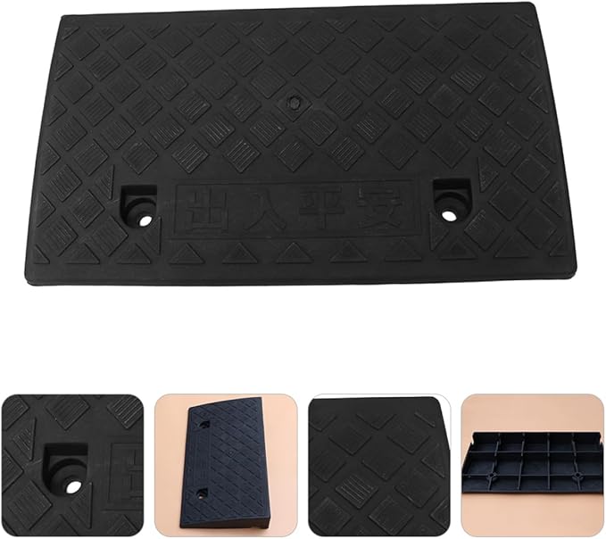 Rubber Threshold Ramp Mat 50X27X11Cm Black Portable Slope Ramp Cushion for Wheelchair Access and Home Steps for Mobility Assistance