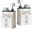 2Pcs Night Stand with Charging Station,Bedside Table with 2 Drawers,Farmhouse End Table and Nightstand,Small Side Table for Bedroom,Living Room
