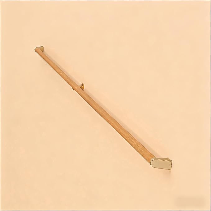 9 FT Modern Aluminum Handrail Set - ADA Compliant Indoor & Outdoor Stair Railing. 1.4" Diameter Grab Bar. Wall-Mounted with 90°Wall Return End. Ideal for Safe Grip，Rust Free(Cherry Wood Grain, 9FT)