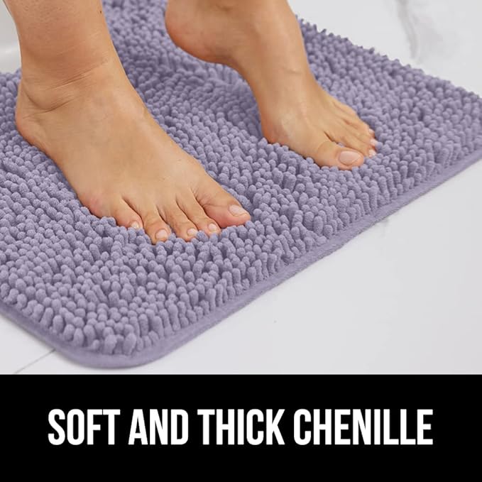 GORILLA GRIP Bathroom Rug Sets, Soft Chenille 2 Piece Area Rugs Set, Toilet Base Mat and 30x20 Carpet, Absorbent Microfiber Washable Mats Dry Quickly, Home Décor and Bath Room Accessories, Lt Purple
