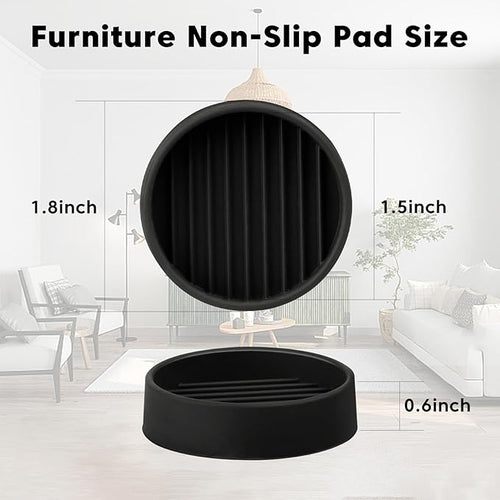 1.5" x 1.5" Rubber Furniture Pads Non Slips - 8 PCS Chair Protectors for Wooden Floors, Rubber Feet Chair Leg Floor Protectors for Bed Sofa Table and Chair Stopper (Black, Round)