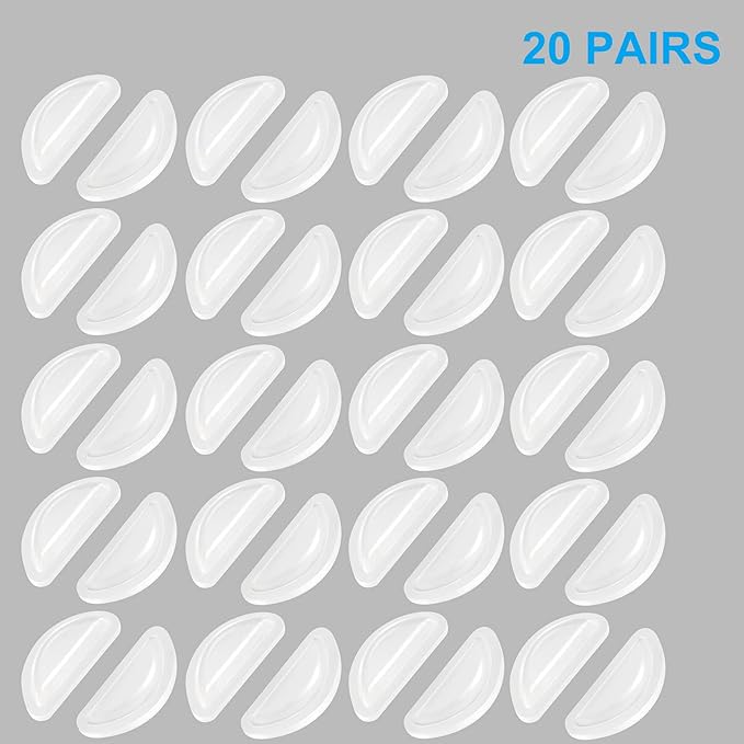 20 Pairs (Clear) SURMAP Eyeglass Nose Pads, Comfort Soft Silicone Glasses Nose Pad, Anti-Slip Heighten Air Chamber Glasses Grips for Eyeglasses and Sunglasses, Adhesive with Sticky Backing