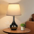 Seealle Touch Touch Table Lamps for Nightstand, 3-Way Dimmable Small Bedroom Lamps for Night Stands, Pearl-Black Bedside Lamps for Living Room, Kids Room, End Table(LED Bulb Included)