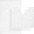 BOANKODU Bathroom Rug Sets, 2 Piece Soft Chenille Bath Mat, Non-Slip, 32x20 Inch + 20x20 Inch U Shape, Machine Washable (White)