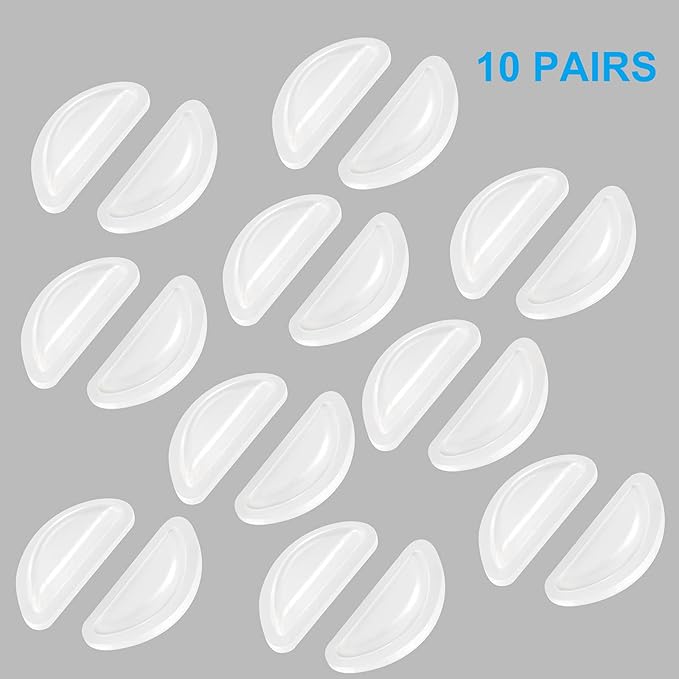 Eyeglass Nose Pads, Comfort Soft Silicone Glasses Nose Pad, Anti-Slip Heighten Air Chamber Glasses Grips for Eyeglasses and Sunglasses, with Sticky Backing (10 Pairs, Clear)