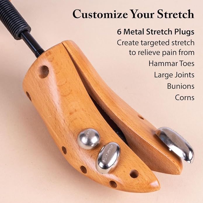 FootFitter Professional Shoe Stretcher for Men & Women, Adjustable Width & Length Expander, Wooden Stretching Tool (2 PACK)