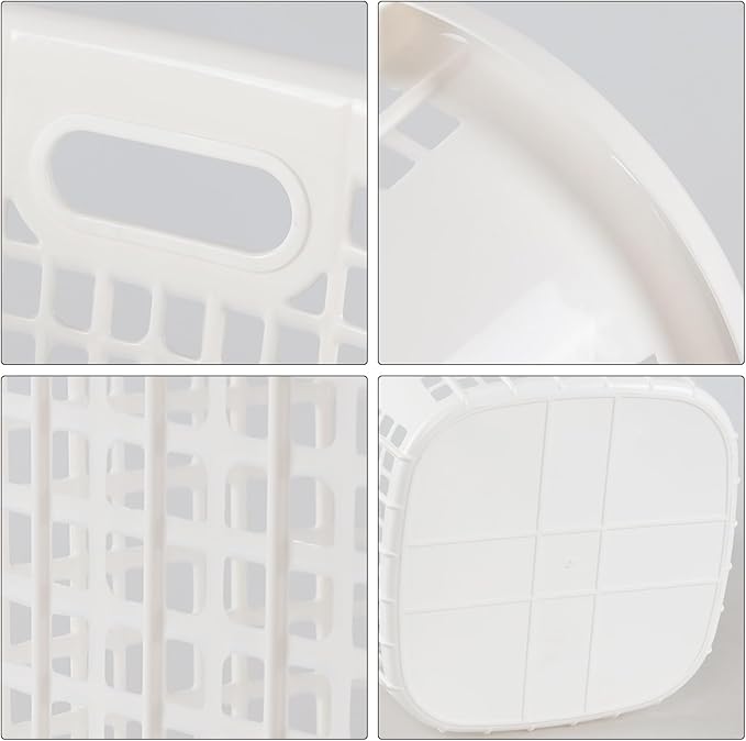 Plastic Laundry Basket Hamper Organizer with Built-In Carry Handles, Tall Hamper for Closet, Dorm, Bedroom, 6 Pack, White