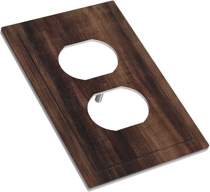 Outlet Covers Rustic Farmhouse Brown Wood Barn Door Decorative 1 Gang Duplex Light Switch Cover Plate Receptacle Wall Plate Electrical Switch Plate Covers for Bathroom Decor