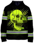 Matedecor Skull US Flag Reflective High Visibility Hoodie For Men Construction Hi Vis Safety Workwear Custom Name