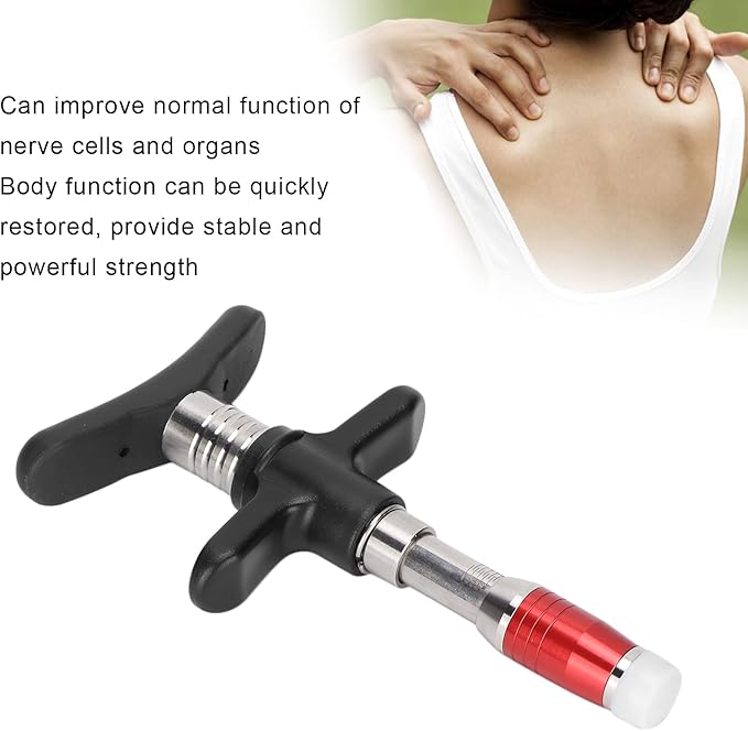 ZJchao Chiropractic Adjustment Tool, 10 Levels Manual Single Head Spinal Massager Hand Back Massage Tool Gun Device Portable Chiropractic Adjustment Tool (Red)