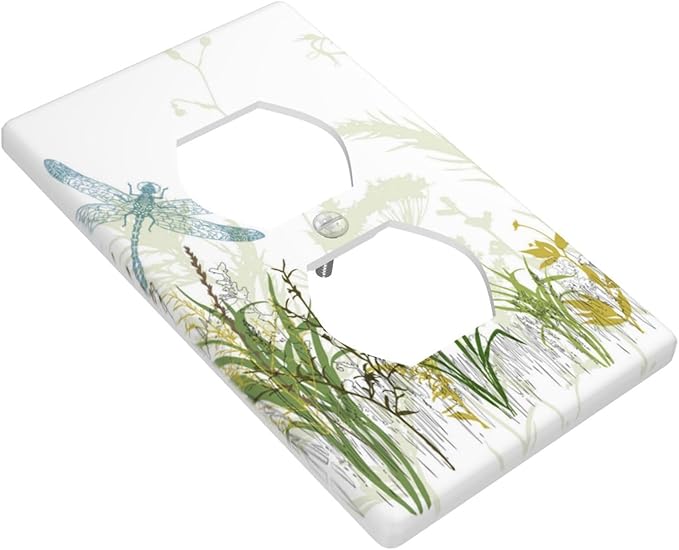 Wild Flower Dragonfly 1 Gang Duplex Light Switch Cover Plates Decorative Electric Outlet Covers Decorator Wall Switch Plate Receptacle Plug Covers 4.5 * 2.76 Inches