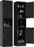 2-Door Metal Storage Cabinet, Tall Slim Pantry Organizer with 3 Adjustable Shelves (120LBS/Shelf), Anti-Tipping Waterproof Cabinet for Bathroom/Kitchen/Home Office/Small Spaces, (1PC,Black)